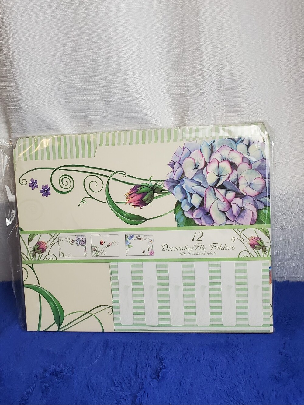 VTG 12 Decorative Floral Designed File Folders With Colored Labels Sealed: READ